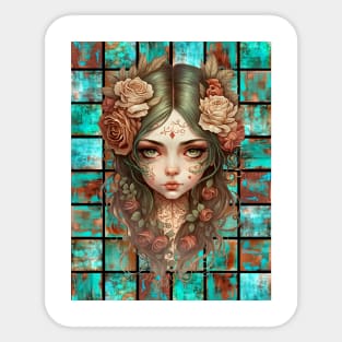 Copper Patina Boho Gothic Girl 9 Sticker